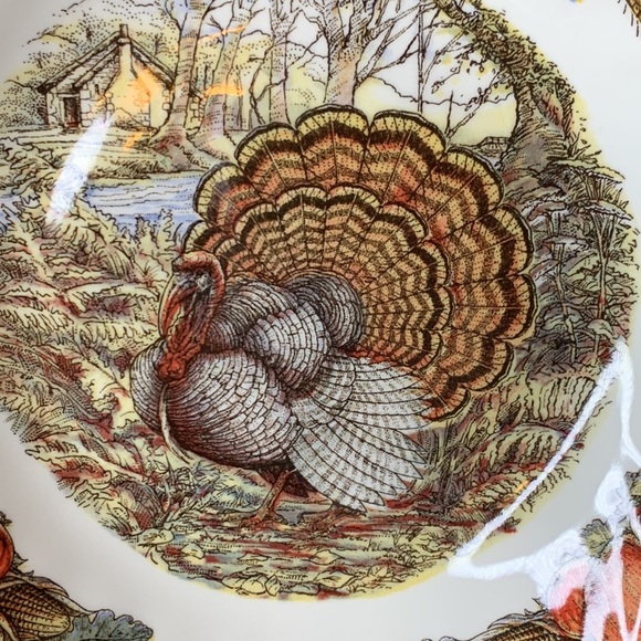 Set of 2 vintage Queen’s HARVEST BOUNTY 8” Thanksgiving soup / cereal bowls - Picture 3 of 9